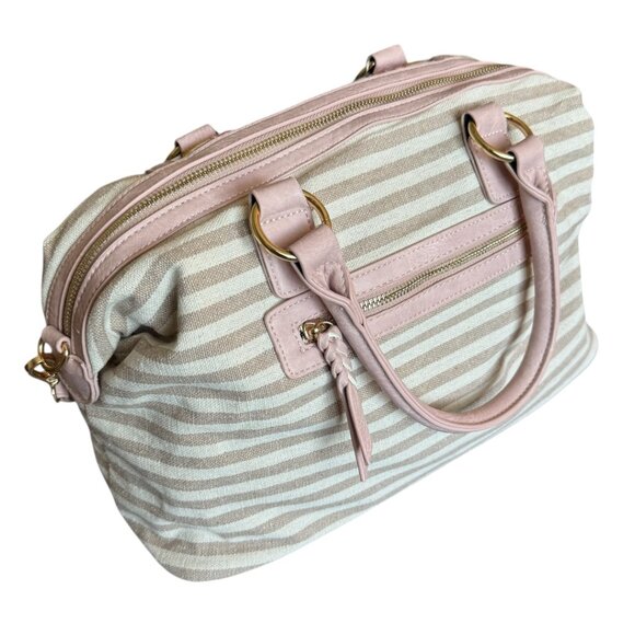 NWT MMS Design Studio Boho Aztec & Stripe Embroidered Canvas Purse Beige / Blush - Picture 5 of 8